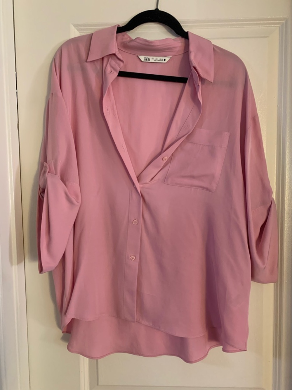 Zara Light Pink Relaxed Button-Down Shirt